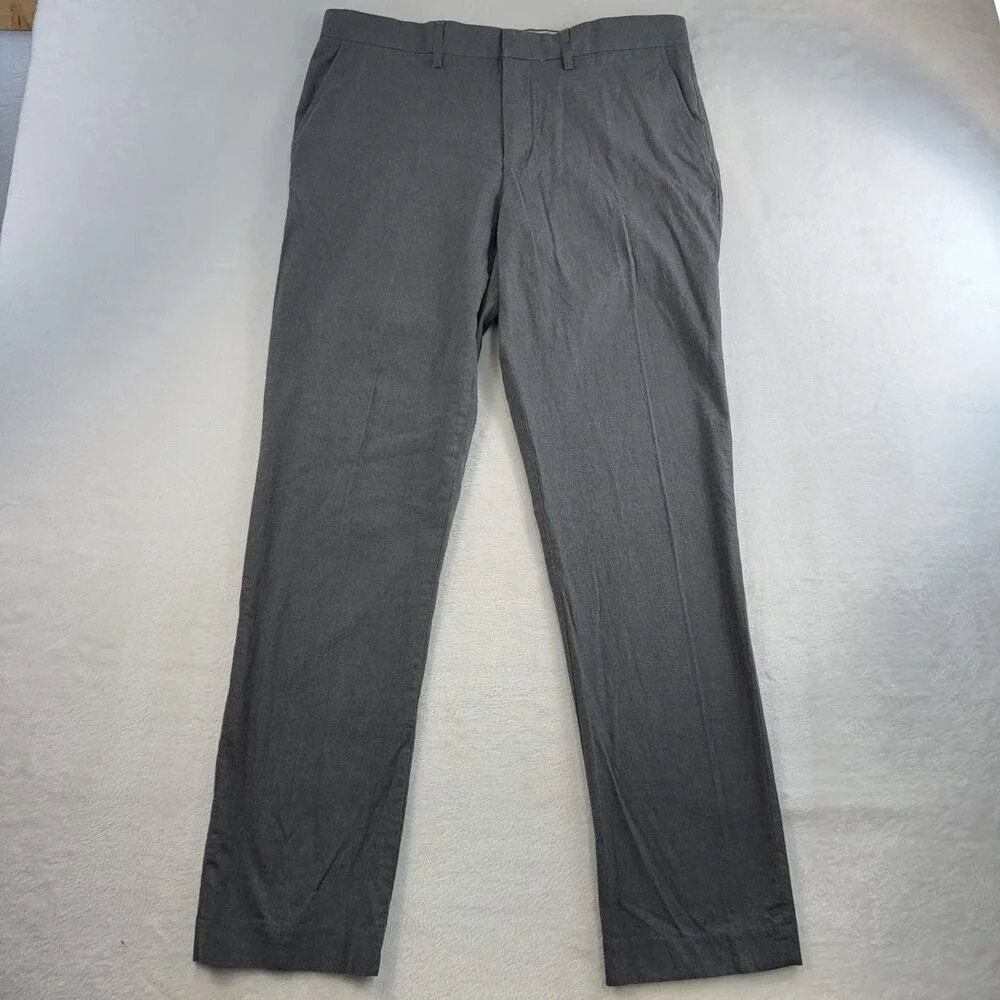 J.CREW 34x34 34 Thompson‎ Bedford Pant Tapered Straight Narrow Gray Cotton Mens